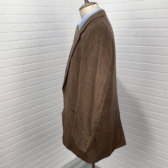 Hickey Freeman Blazer Men 44L Brown Multi Bespoke Canterbury Lambswool USA VTG - Picture 3 of 14